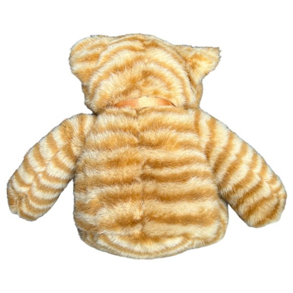 CUTEST EVER! Striped Orange Tabby Cat Blue-Green Eyes Orange Bow Plush 15" x 13" - Picture 6 of 9
